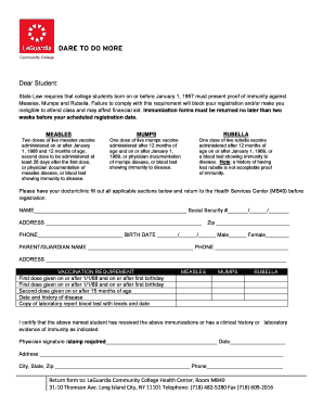  Laguardia Community College Immunization Form 2016-2024