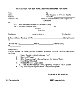 Non Availability Certificate Format