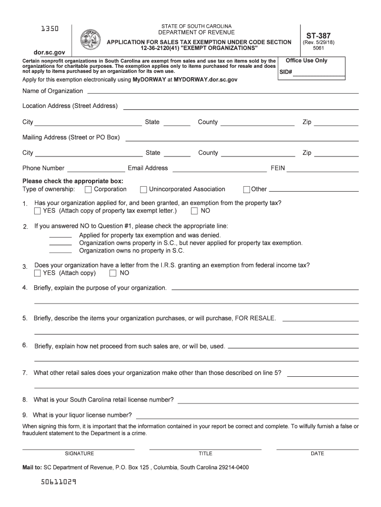  Form St 387 Application 2018