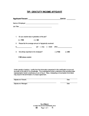 Tip Affidavit  Form