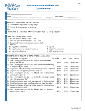  Medicare Annual Wellness Template 2017-2024