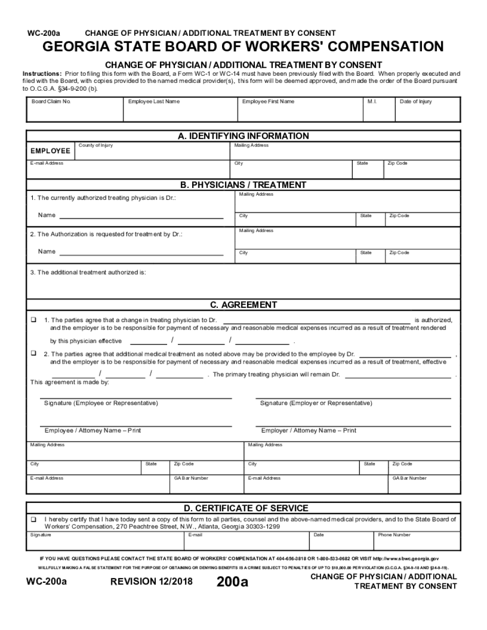  Change of Physician Additional Treatment by Consent State Board of 2018-2024