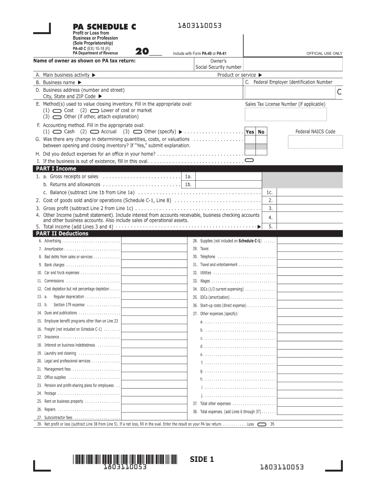  Pa 40 Schedule C 2018