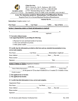  Homeless Verification Form 2018-2024