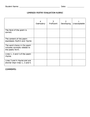 Limerick Rubric  Form