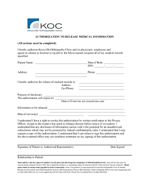Koc Medical Records  Form