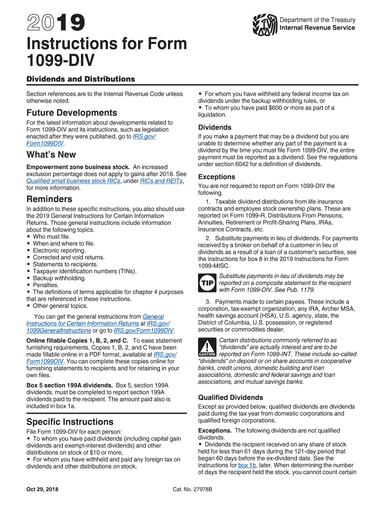 1099 Div Instructions  Form