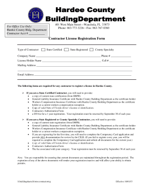 Contractor License Registration Form Hardee County
