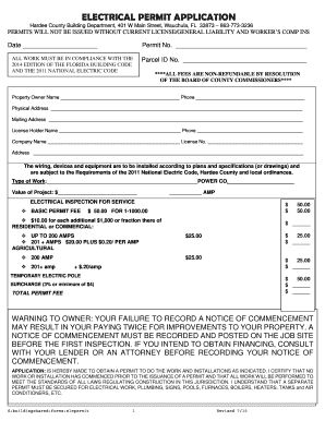 ELECTRICAL PERMIT APPLICATION Hardee County, Florida  Form
