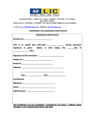 Lic Life Certificate Form