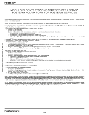 Modulo Di Contestazione Addebito Per I Servizi Postepay 2018