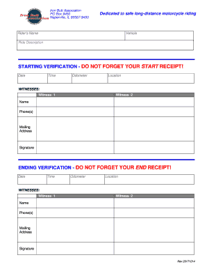 Iron Butt Association Application for Ride Certification  Form