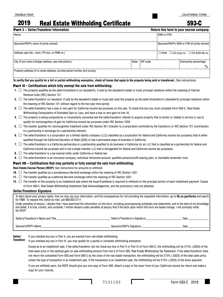  California Form 593 C 2019-2024