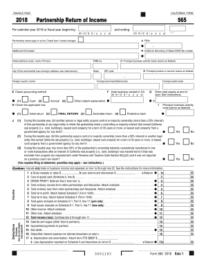  Form 565  Franchise Tax Board  CA Gov 2018