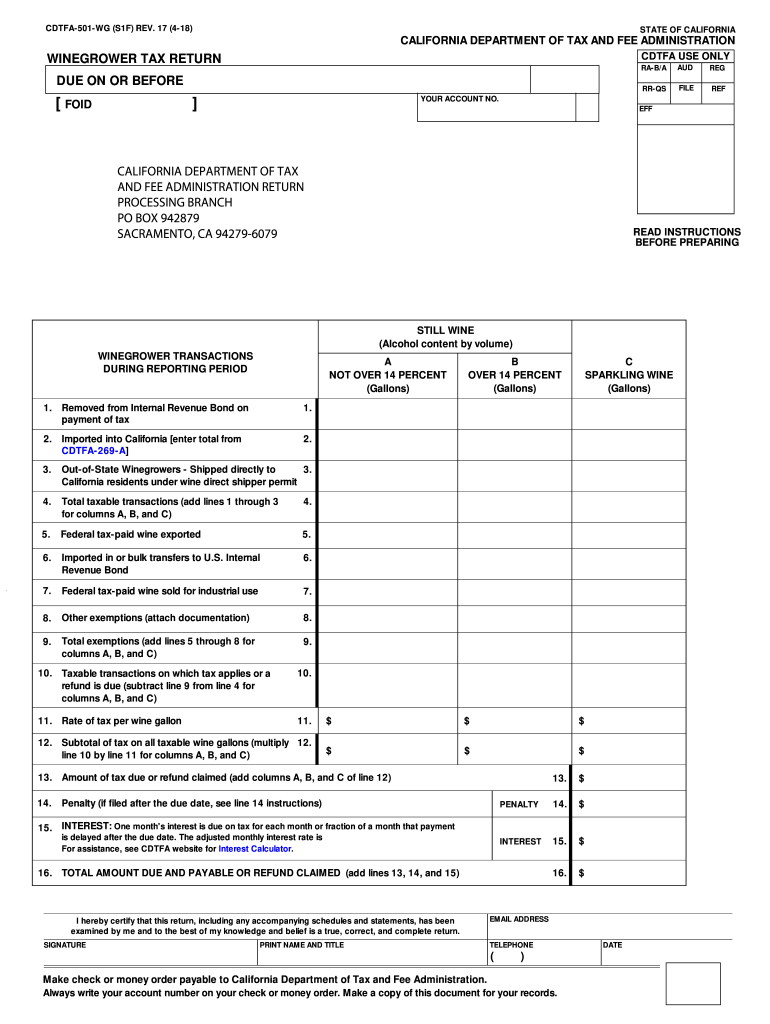  Cdtfa 501 Wg 2018