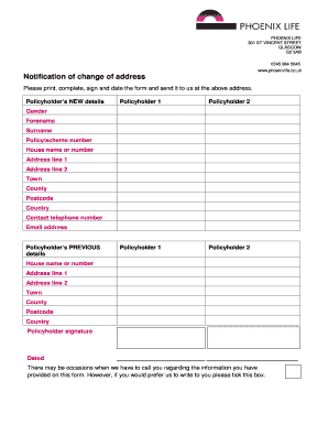 Phoenix Life Change of Address  Form