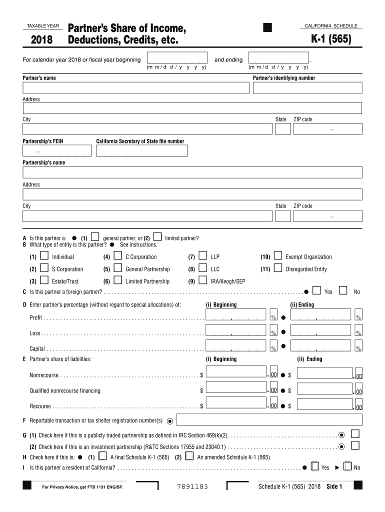  California K 1 Form 2019