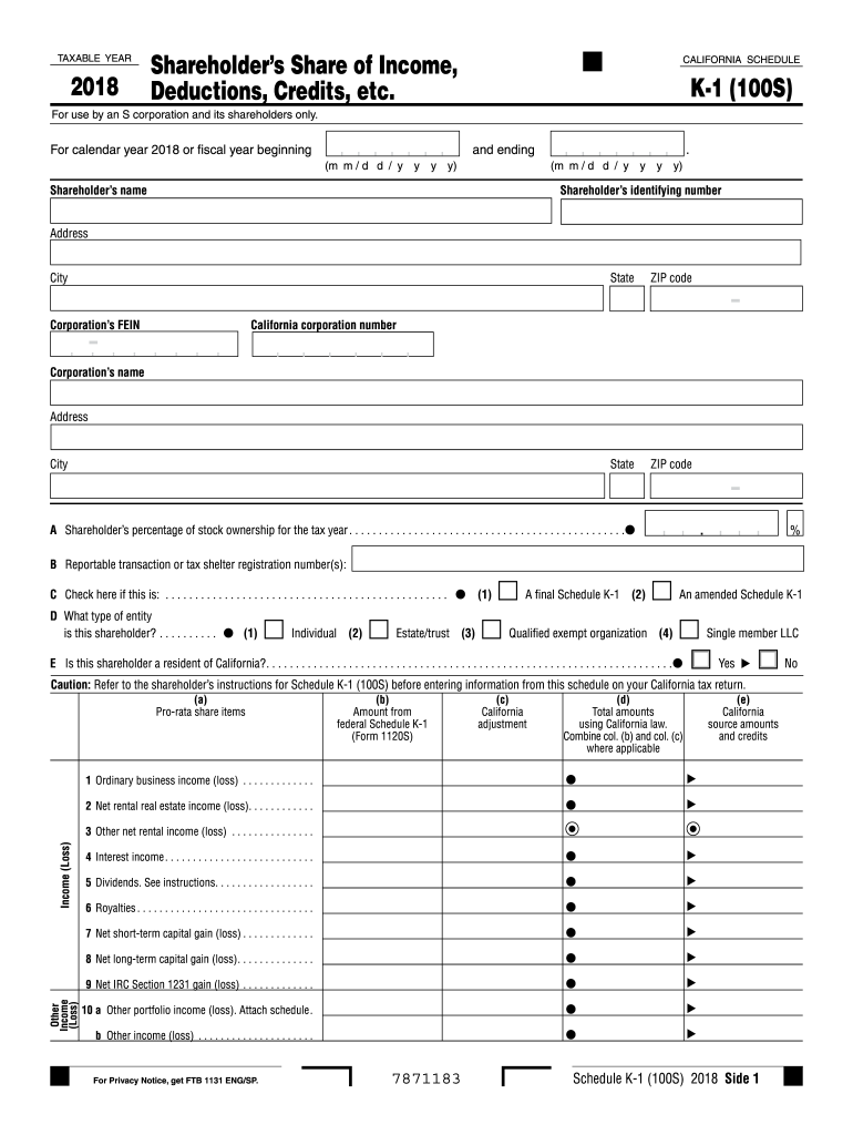  100s Form 2019