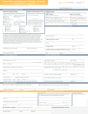 Order Form and Statement of Medical Necessity