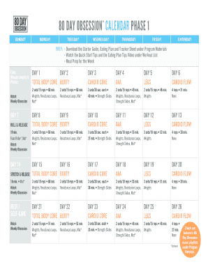 80 Day Obsession Calendar Form - Fill Out and Sign Printable PDF Template |  signNow