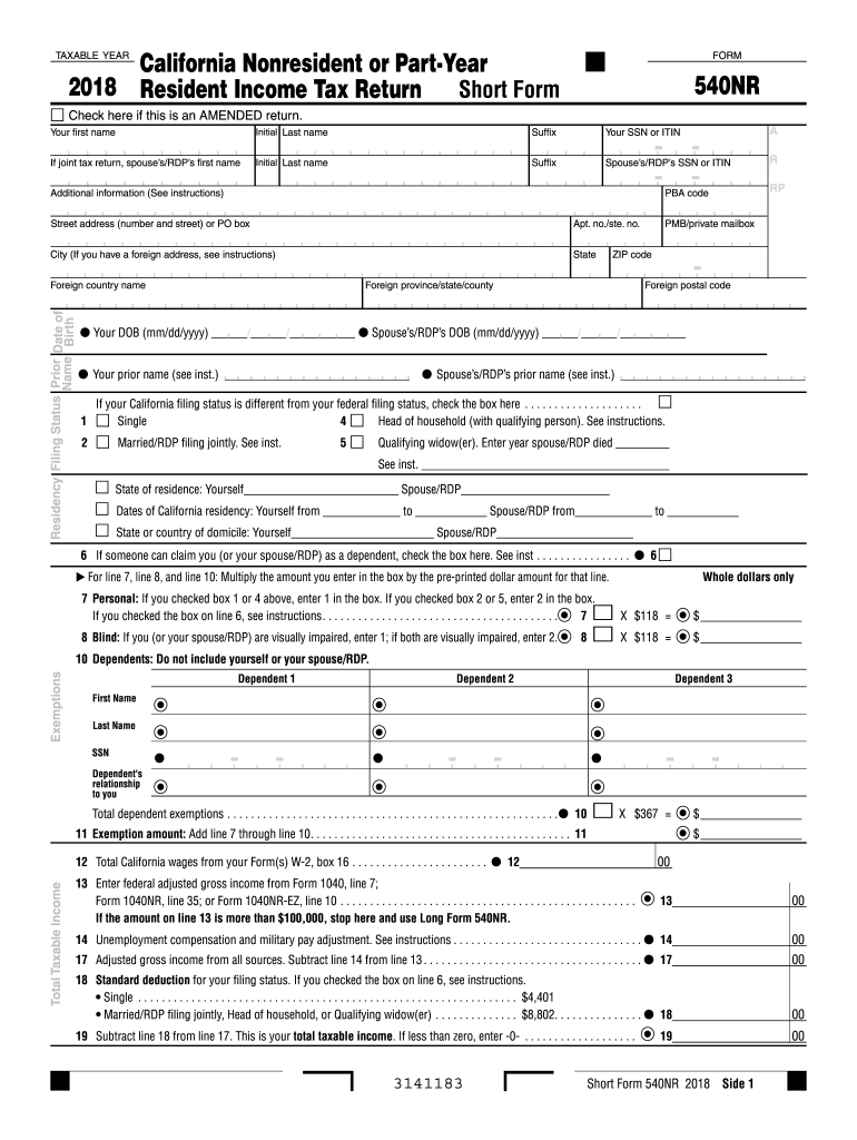  Prepay California 540nr Taxes 2018-2024