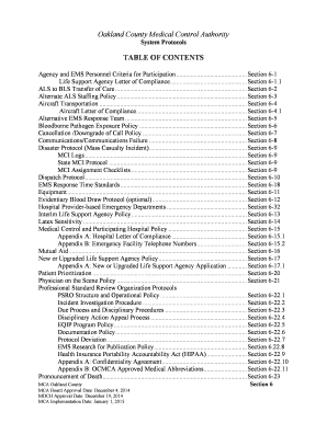  Oakland County Medical Control Authority TABLE of CONTENTS 2015-2024