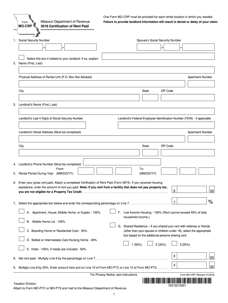 Missouri Rent Rebate