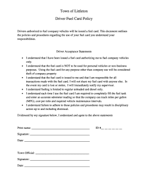 Fuel Card Policy Template  Form