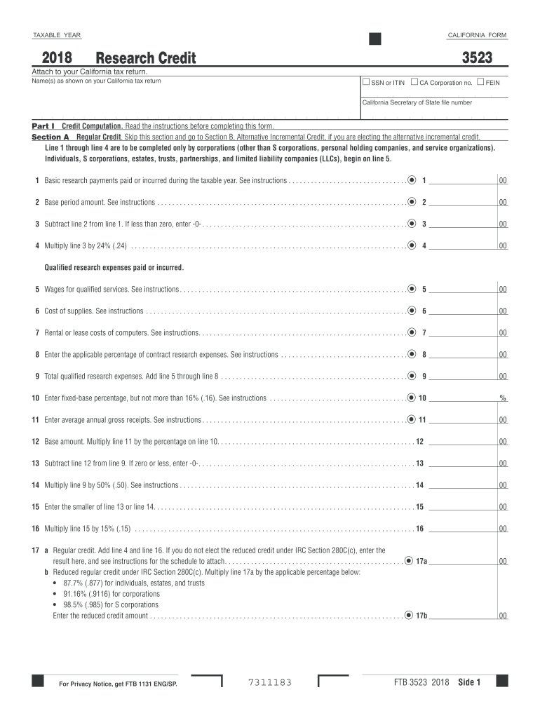  Ca Form 3523 2018