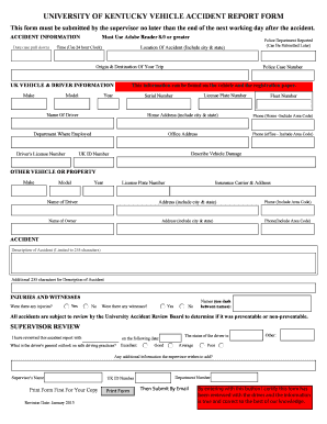  University of Kentucky Accident Report Form 2013-2024