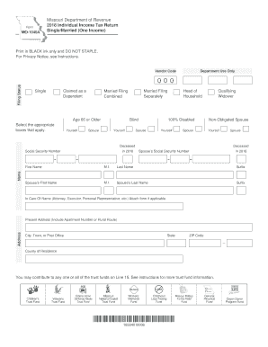 Get and Sign Form MO 1040A  Individual Income Tax Return SingleMarried One Income 2018