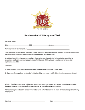 Permission for SLED Background Check  Form