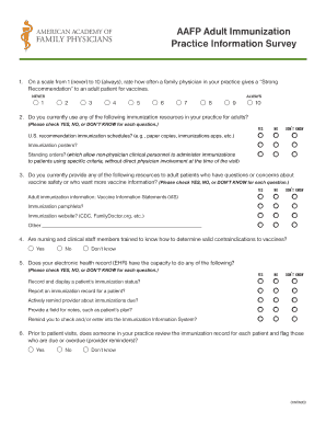 AAFP Adult Immunization Practice Information Survey