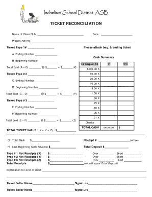 TICKET RECONCILIATION FORM