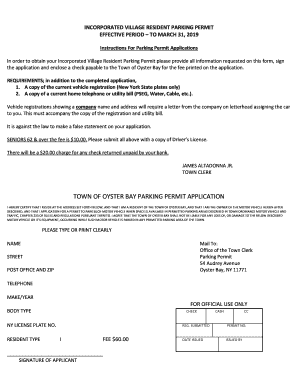 Town of Oyster Bay Parking Permit  Form