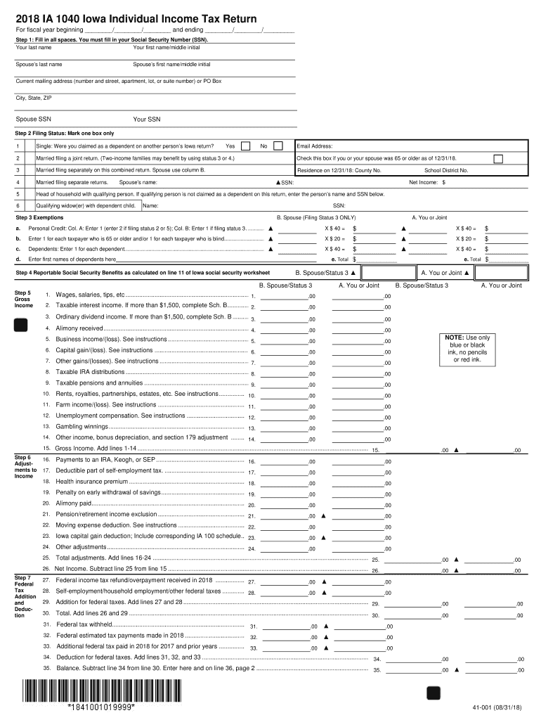  Printable Iowa 2018