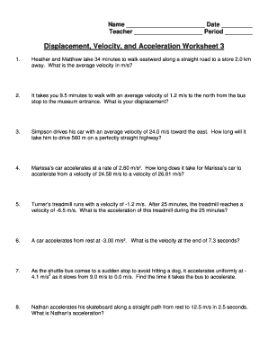 Speed Problems Worksheet with Answers PDF Form - Fill Out and Sign  Printable PDF Template