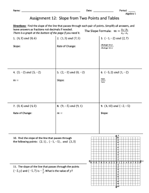 Assignment 12 Slope from Two Points and Tables Answer Key  Form