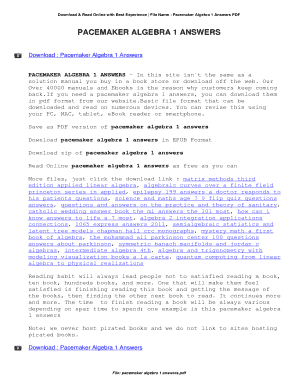 Pacemaker Algebra 1 Answer Key PDF  Form