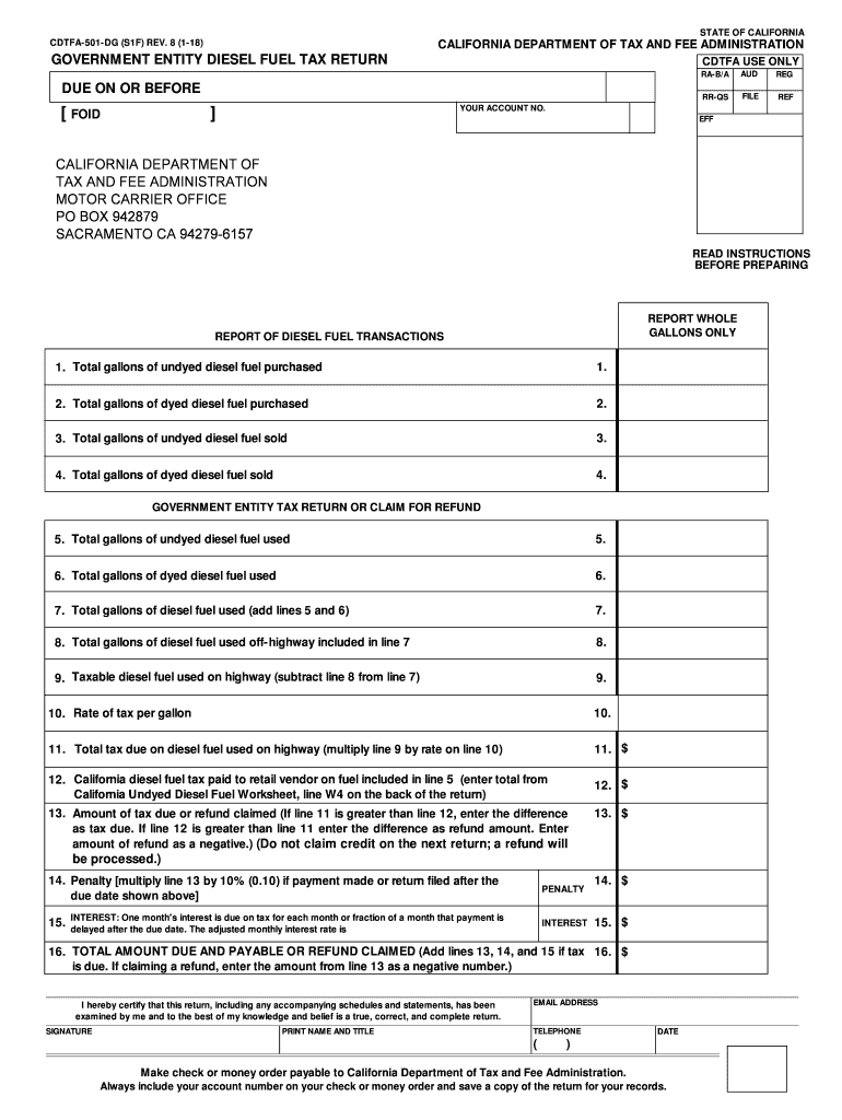  Cdtfa 501 Dg 2018