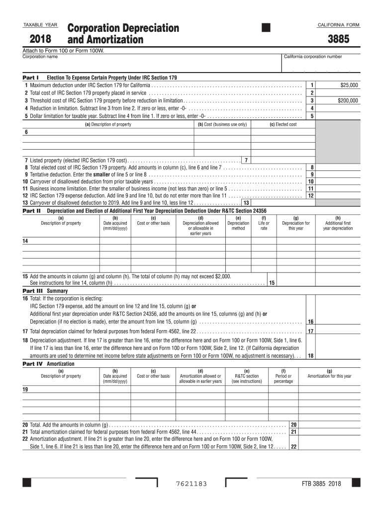  Instructions for Form Ftb 3885 2018