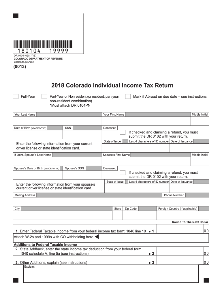  Colorado Income Tax Forms 2018