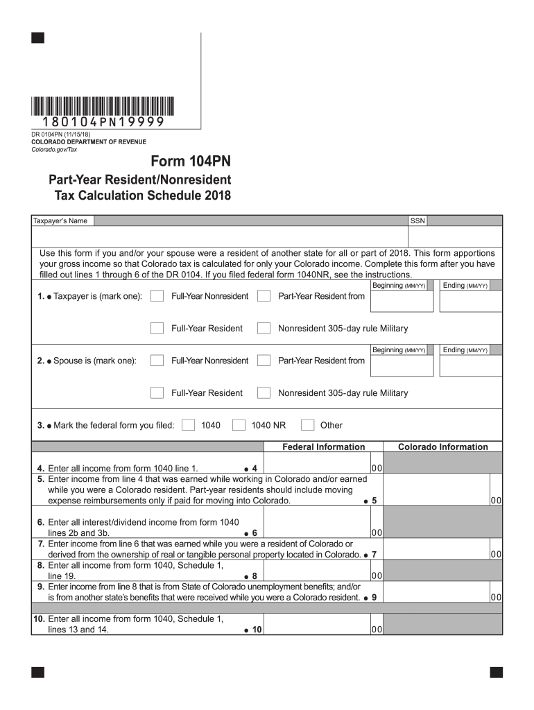 Get and Sign Colorado Tax Form 104 2018-2022