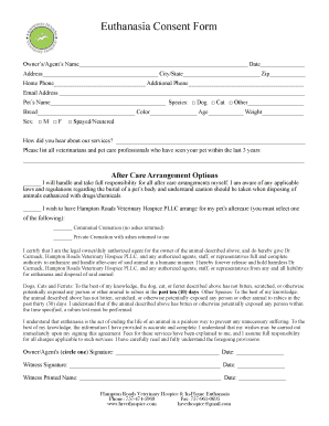 Euthanasia Consent Form