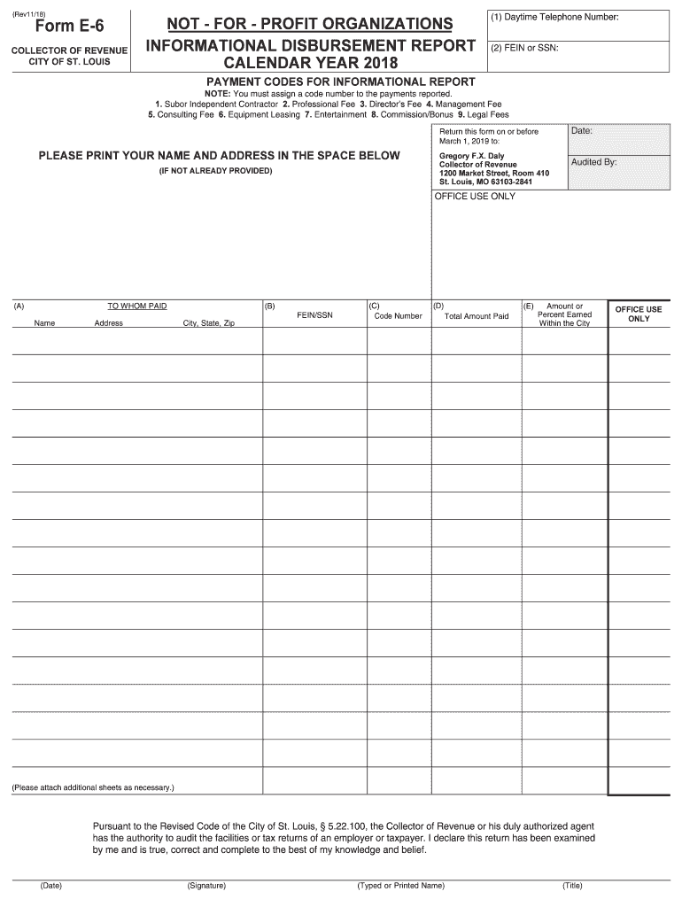  Missouri Form E 2018