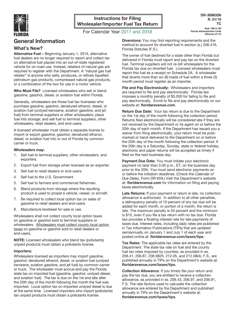  Form DR 309632N  Florida Department of Revenue 2018