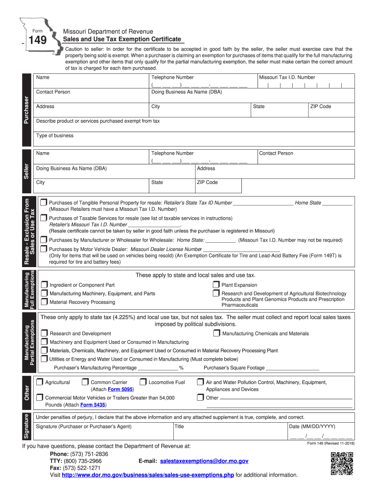 149 Sales Tax Exemption 20182024 Form Fill Out and Sign Printable