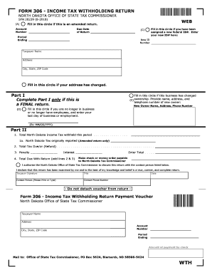  North Dakota Form 306 Income Tax Withholding 2018