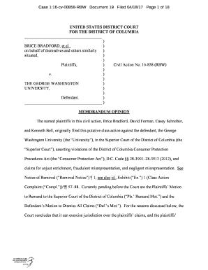 Case 116 Cv 00858 RBW Document 19 Filed 041817 Page 1 of 18  Form