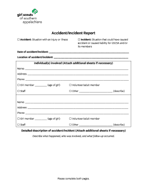 Accident Incident Report Use This Form to Communicate Any Incident or Accident Details with the Council